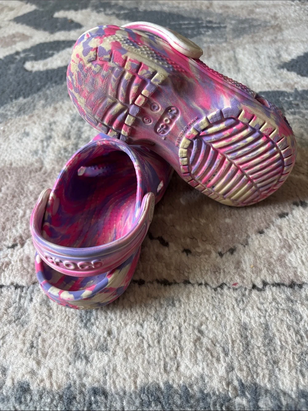 Toddler Pink Purple Swirl Clogs - Glow in the Dark Lightweight Slip-On Shoes